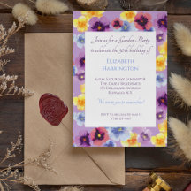 Hand-Painted Pansies Floral Garden Party Birthday