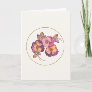 Hand-Painted Pansies — “Thinking of You” Card (Ivo