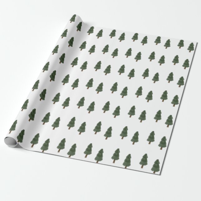 Hand Painted Pine Christmas Tree, Rustic, Country Wrapping Paper (Unrolled)