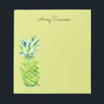 Hand-Painted Pineapple Green Grocery List       Notepad<br><div class="desc">This cheerful chartreuse grocery list notepad features an original pineapple watercolor I painted by hand with brush and paint on paper. The sunny yellow pineapple adds a bright tropical touch to your everyday shopping list. Your name appears at the top in a charming retro script, making this personalized notepad both...</div>