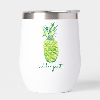 Hand-Painted Pineapple Personalized Wine Tumbler