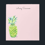 Hand-Painted Pineapple Pink Grocery List       Notepad<br><div class="desc">This cute retro blush pink grocery list notepad features an original pineapple watercolor I painted by hand with brush and paint on paper. The sunny yellow pineapple adds a bright tropical touch to your everyday shopping list. Your name appears at the top in a charming retro script, making this personalized...</div>