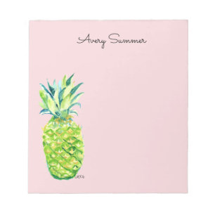 Hand-Painted Pineapple Pink Grocery List       Notepad