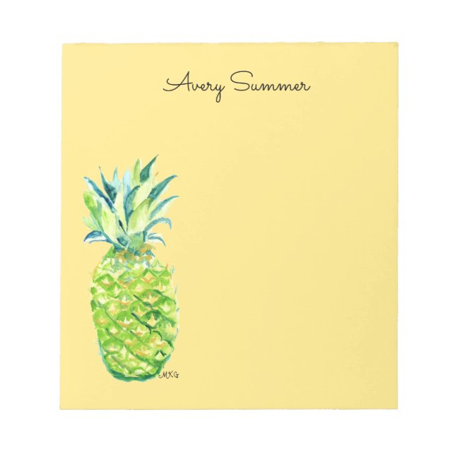 Hand-Painted Pineapple Yellow Grocery List       Notepad (Front)