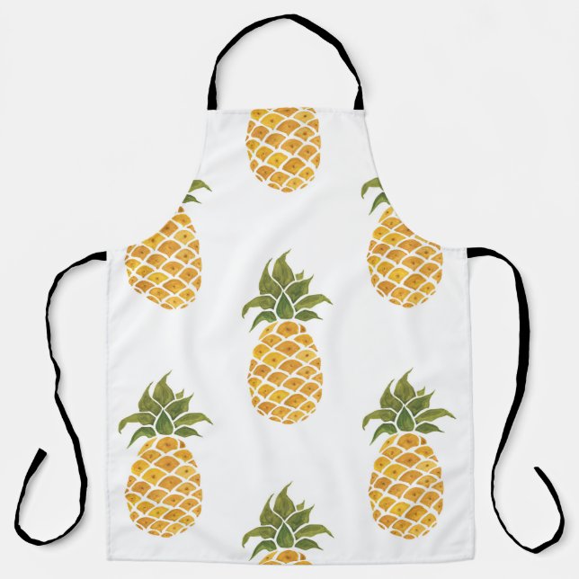 Hand-painted pineapples, watercolor background. apron (Front)