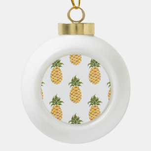 Hand-painted pineapples, watercolor background. ceramic ball christmas ornament