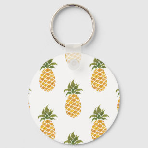 Hand-painted pineapples, watercolor background. keychain