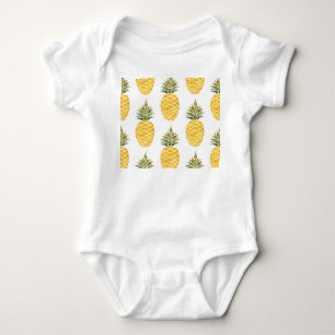 Hand Painted Pineapples: Watercolor Seamless. Baby Bodysuit