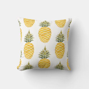Hand Painted Pineapples: Watercolor Seamless. Throw Pillow