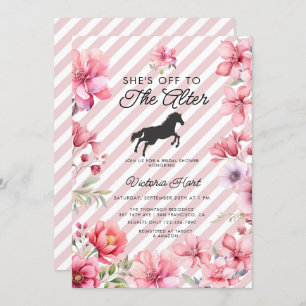 Hand Painted Pink Flower Derby  Bridal Shower  Invitation