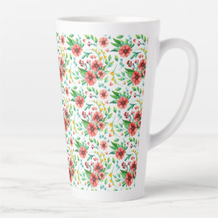 Hand Painted Pink Flowers Floral Pattern-23498 Latte Mug
