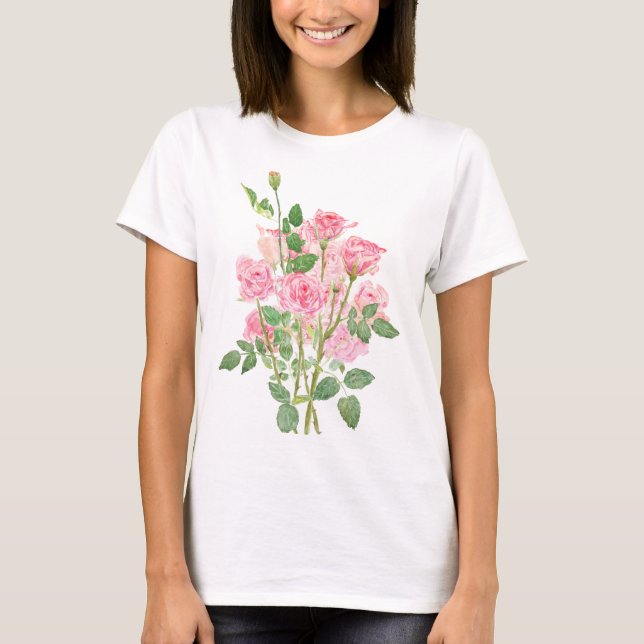 hand painted pink rose bouquet T-Shirt (Front)