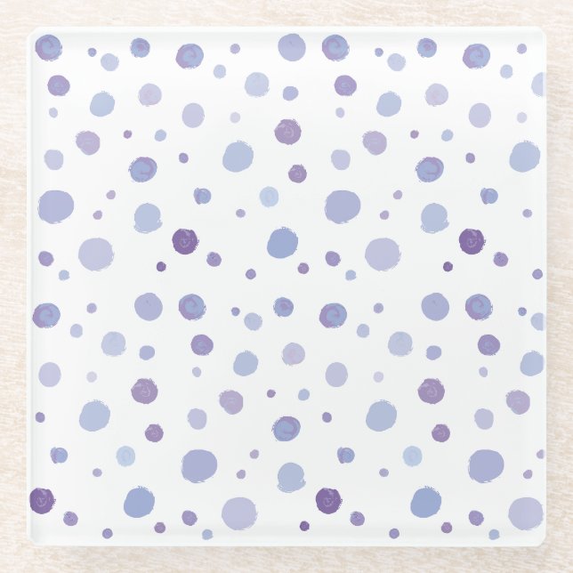 hand painted polka dots glass coaster (Front)