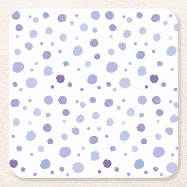 hand painted polka dots square paper coaster (Front)