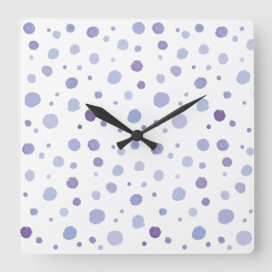 hand painted polka dots square wall clock