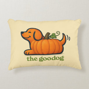 Hand Painted Pumpkin Dog Fall Accent Pillow