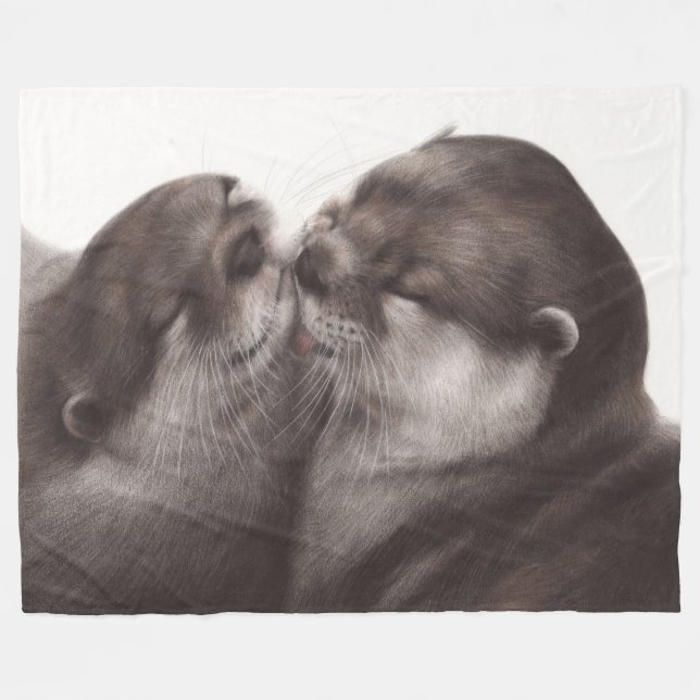 Hand Painted Realistic Wildlife Artwork Fleece Blanket (Front (Horizontal))