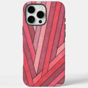 Hand Painted Red Geometric Stripe Design iPhone 16 Pro Max Case