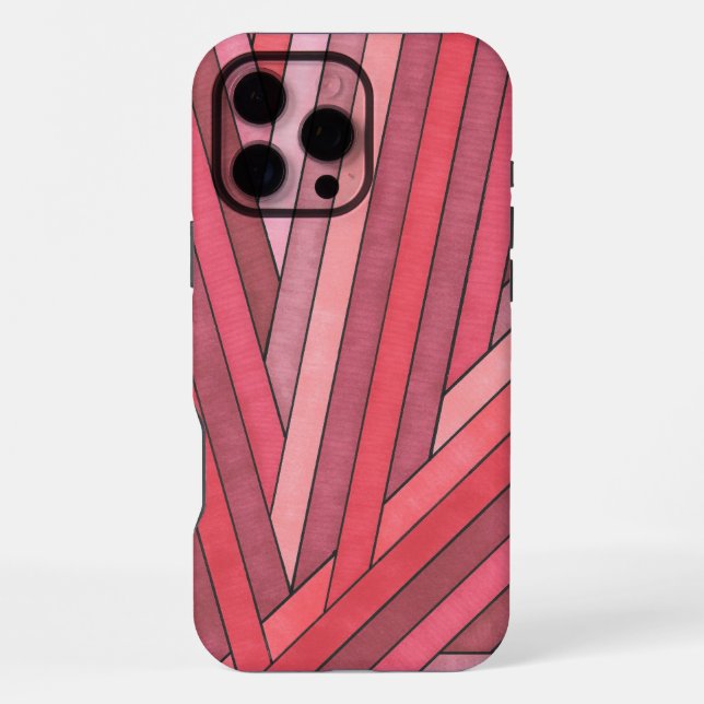 Hand Painted Red Geometric Stripe Design iPhone Case (Back)