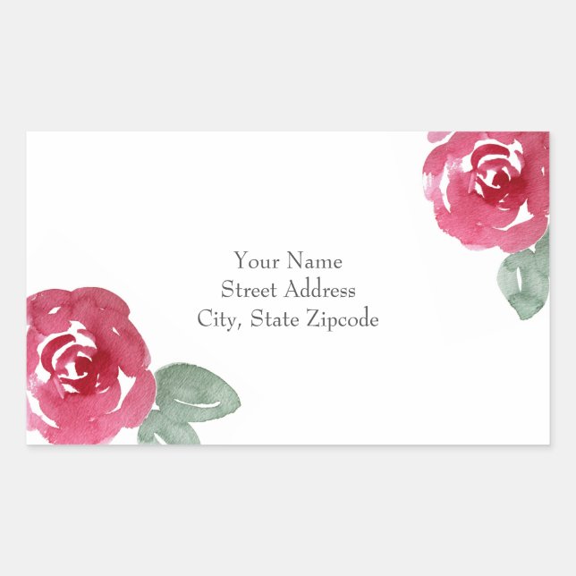 Hand Painted Red Pink Watercolor Rose  Sticker (Front)