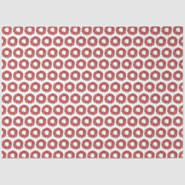 Hand Painted Red Winterberry Wreath Christmas Tissue Paper (Front)