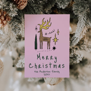 Hand Painted Reindeer Merry Christmas Non-Photo Holiday Card