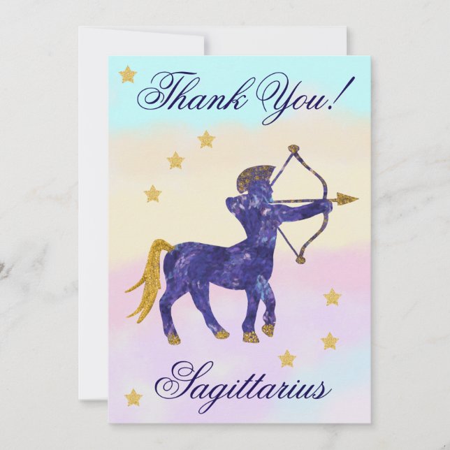 Hand-Painted Sagittarius Birthday Thank You (Front)
