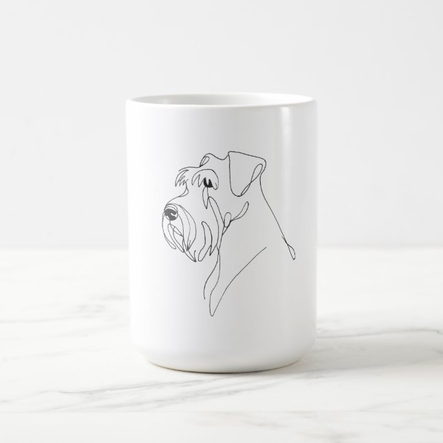 Hand Painted Schnauzer Minimalist Dog Artwork Coffee Mug (Center)