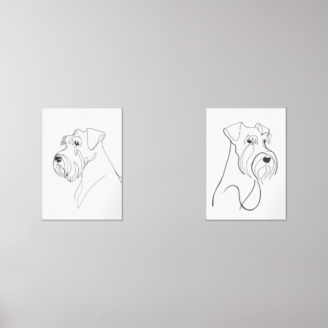Hand Painted Schnauzers Minimalist Pet Artwork (Front)