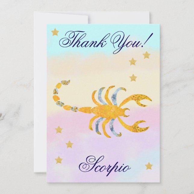 Hand-Painted Scorpio Birthday Thank You Card (Front)