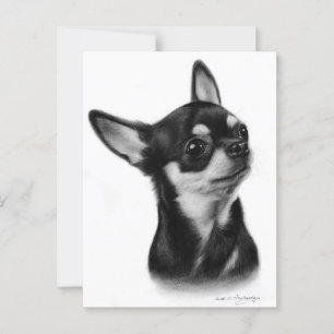 Hand Painted Short Haired Chihuahua Dog Artwork Postcard