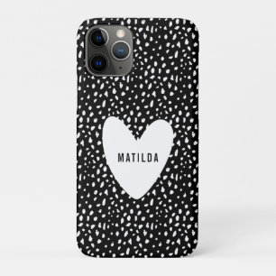 Hand painted spot and heart personalized iPhone 11 pro case