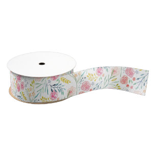 Hand-Painted Spring Floral Grosgrain Ribbon