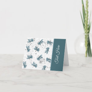 Hand painted steel blue Floral personalized Card