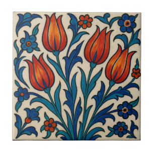 Hand-Painted Style Iznik Tulips Tile