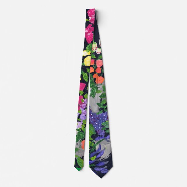 Hand painted summer garden tie (Back)