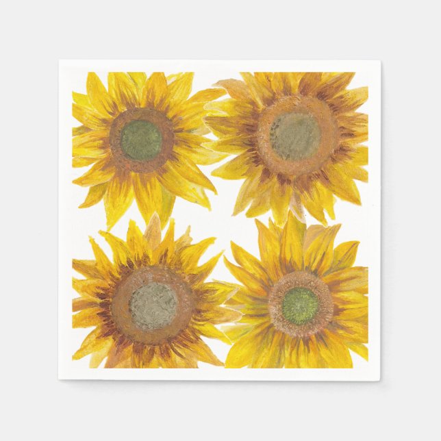 Hand Painted Sunflower Napkins (Front)