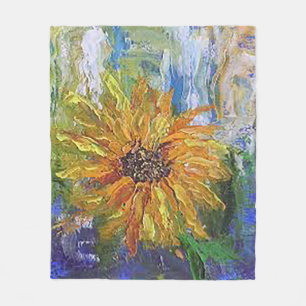 Hand Painted Sunflower Print Throw Blanket
