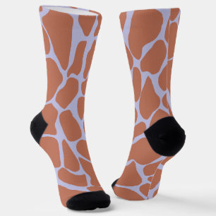 Hand-Painted Terracotta Lavender Giraffe Print Socks