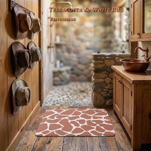 Hand-Painted Terracotta Safari Giraffe Spots Bath Mat
