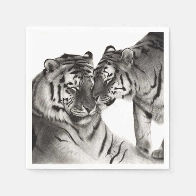 Hand Painted Tiger Artwork - Wildlife Wall Decor Napkin (Front)