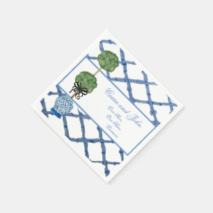 Hand Painted Topiary Chinoiserie Ginger Jar Jars   Napkin