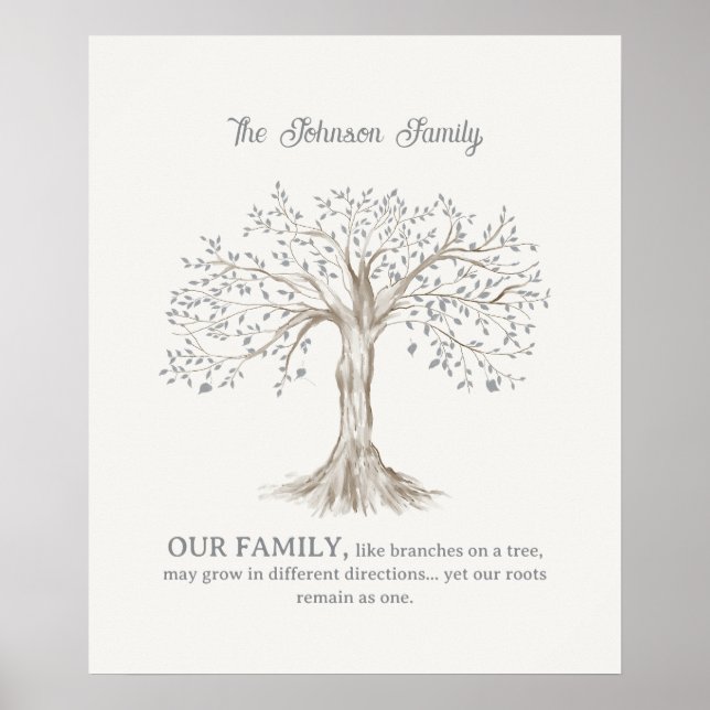 Hand Painted Tree Custom Family Quote Ivory Poster (Front)