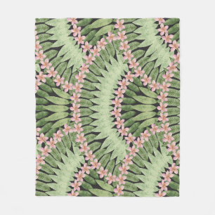 Hand Painted Tropical Flowers Pattern Fleece Blanket