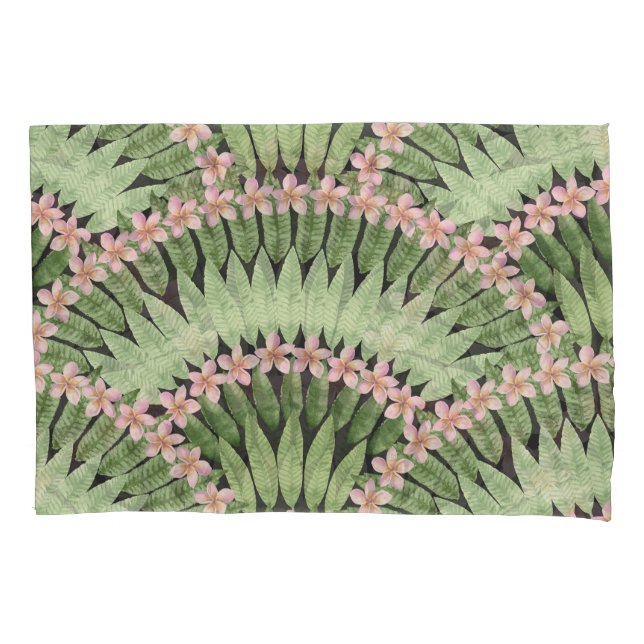 Hand Painted Tropical Flowers Pattern Pillowcase (Front)