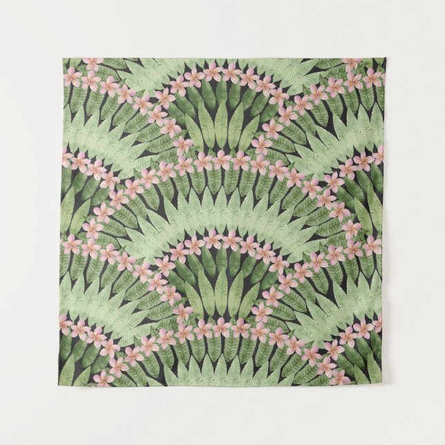 Hand Painted Tropical Flowers Pattern Tapestry (Front)
