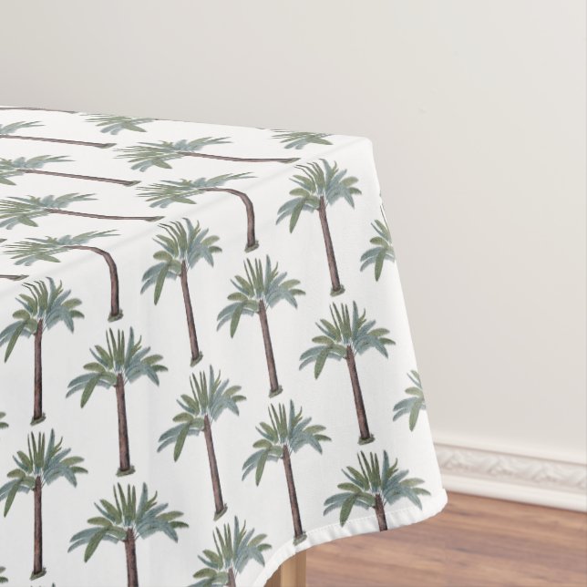 Hand-painted Tropical Palm Tree Custom Tablecloth (In Situ)
