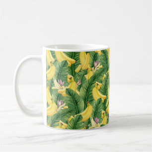 Hand-Painted Tropical Watercolor Leaf & Fruit Coffee Mug