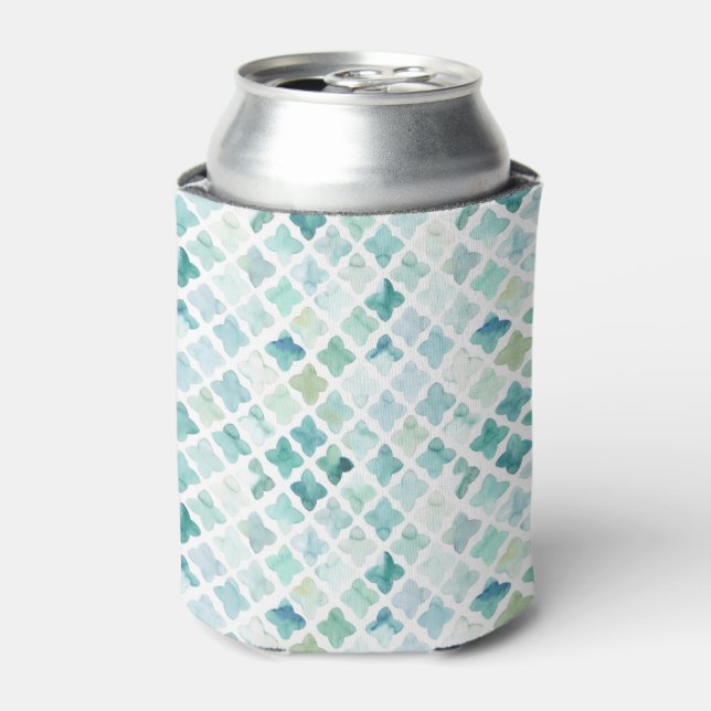 Hand Painted Turquoise Pattern Can Cooler (Can Front)