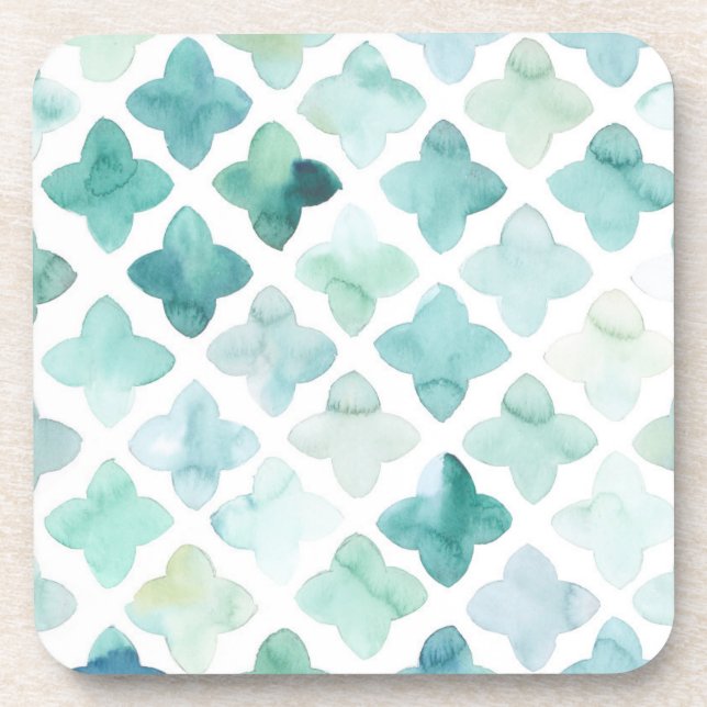Hand Painted Turquoise Pattern Coaster (Front)